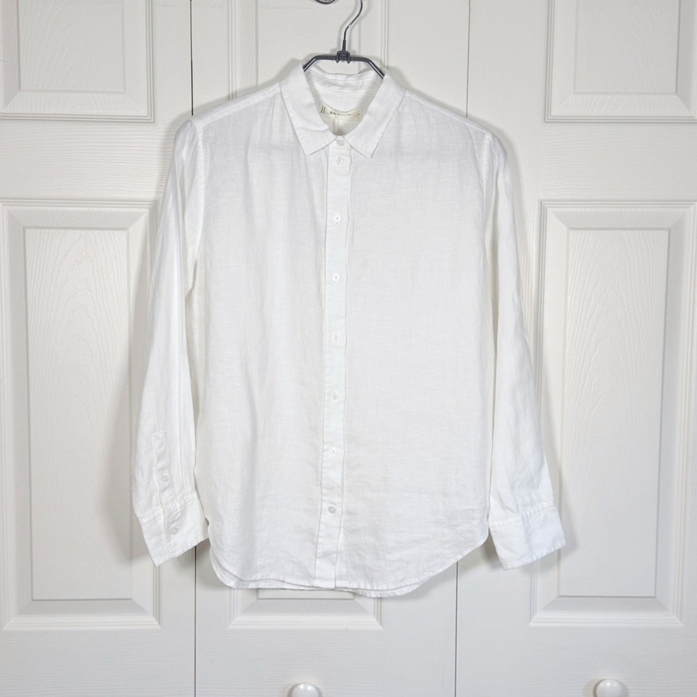 Everlane The Must-Have Shirt in Linen White Button Down Long Sleeve Size 4 NEW